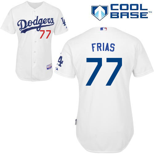 Carlos Frias #77 MLB Jersey-L A Dodgers Men's Authentic Home White Cool Base Baseball Jersey